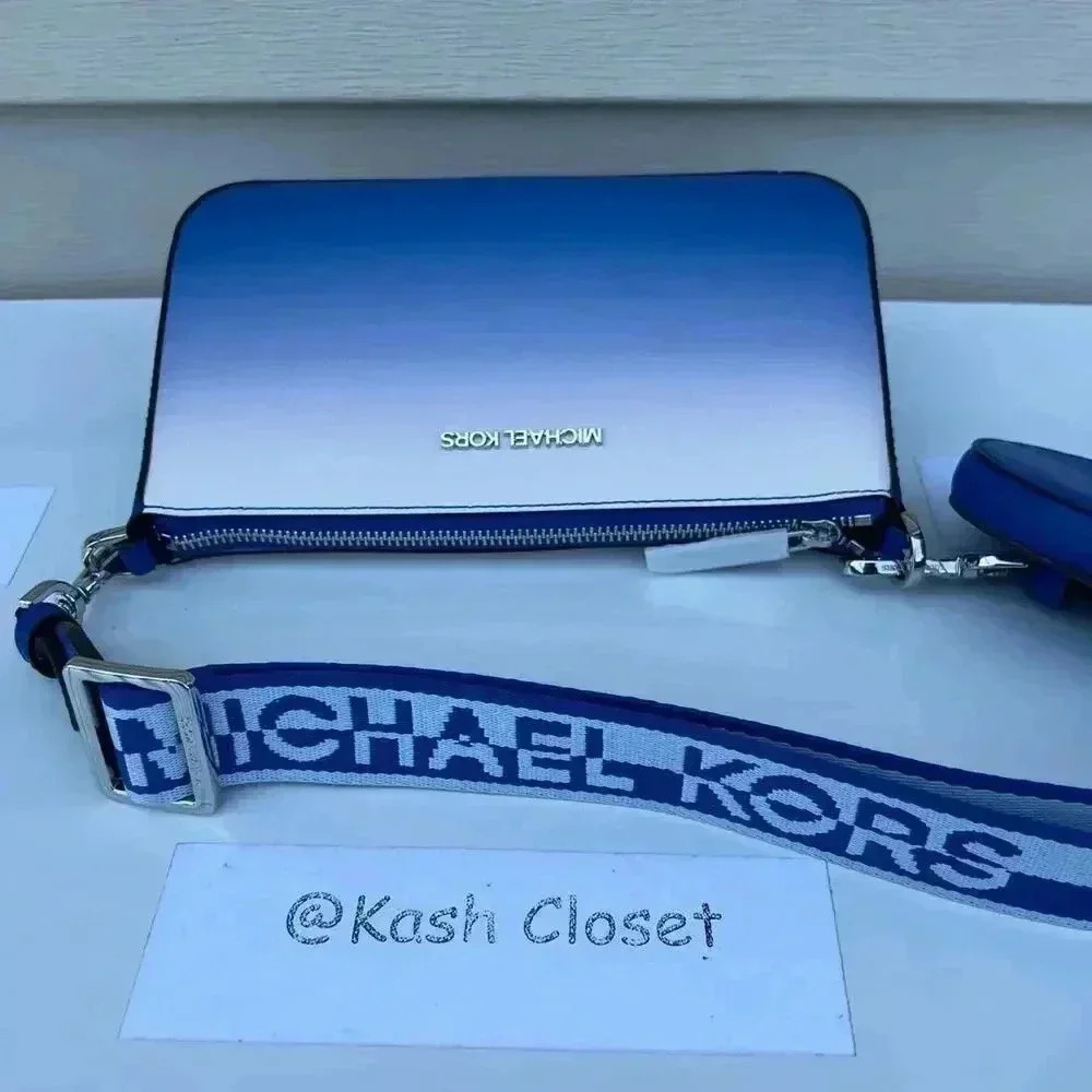 Michael Kors Crossbody Tech Attach With Adjustable Strap Ombre Electric Blue - Picture 11 of 12